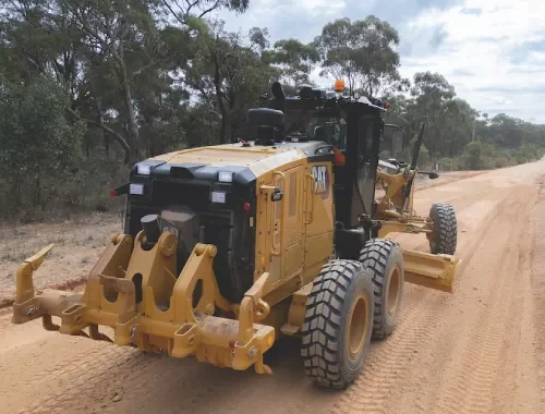 Roadworks grading with motor grader for civil and subdivision projects